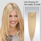 Extensii clip - on  Veritable  cu 10 piese, lungime 60 cm , culoare blond roscat ( # 16 )